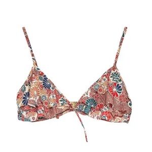 Zara Floral Bikini Top with Ruffle Detail Sz. M